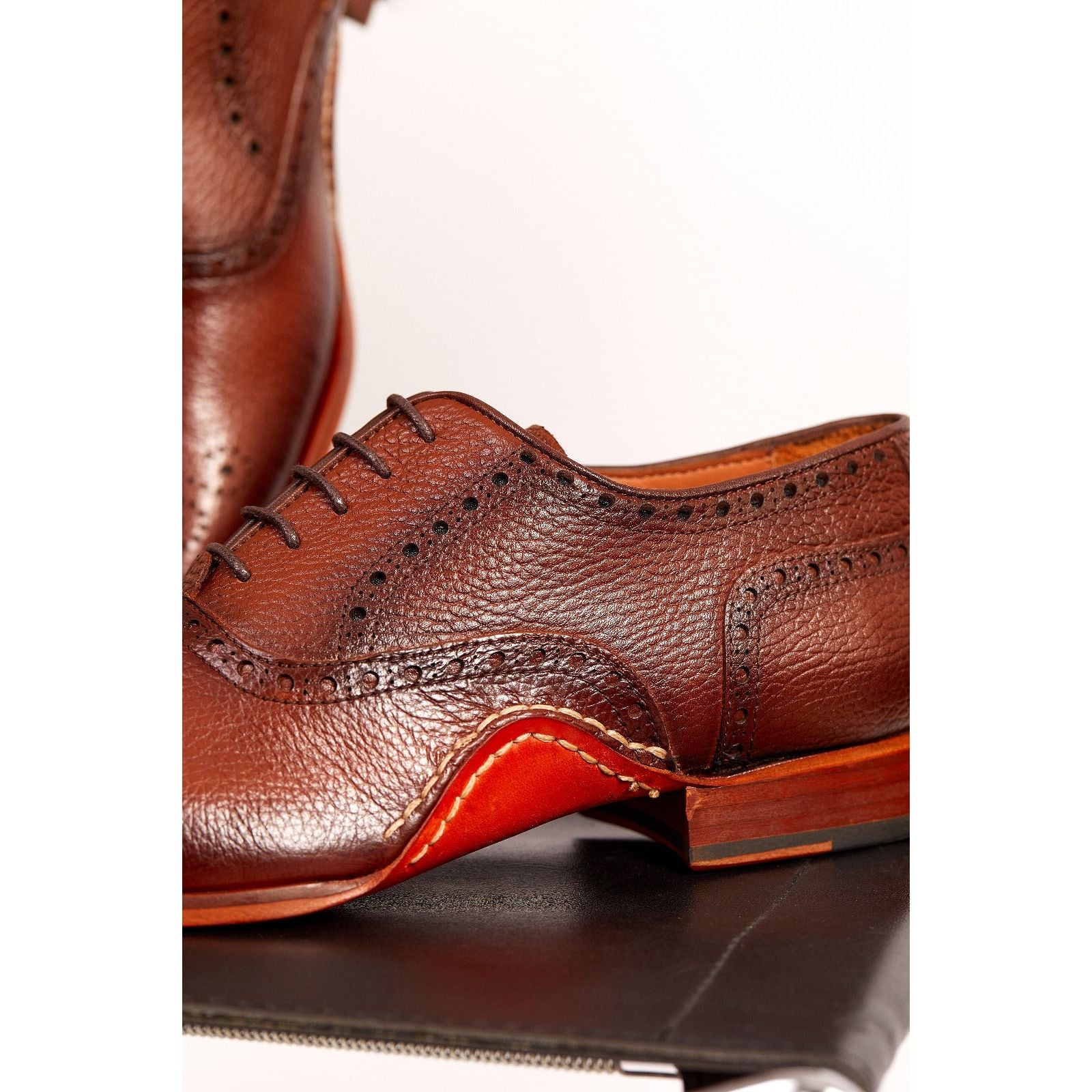 The Draco Handmade Tan Semi Brogue Oxford Men Shoe