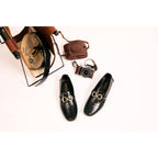 The Pisa Black Leather Bit Drive Loafer Men Shoe