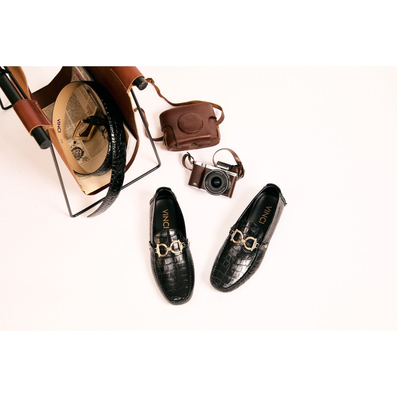 The Pisa Black Leather Bit Drive Loafer Men Shoe
