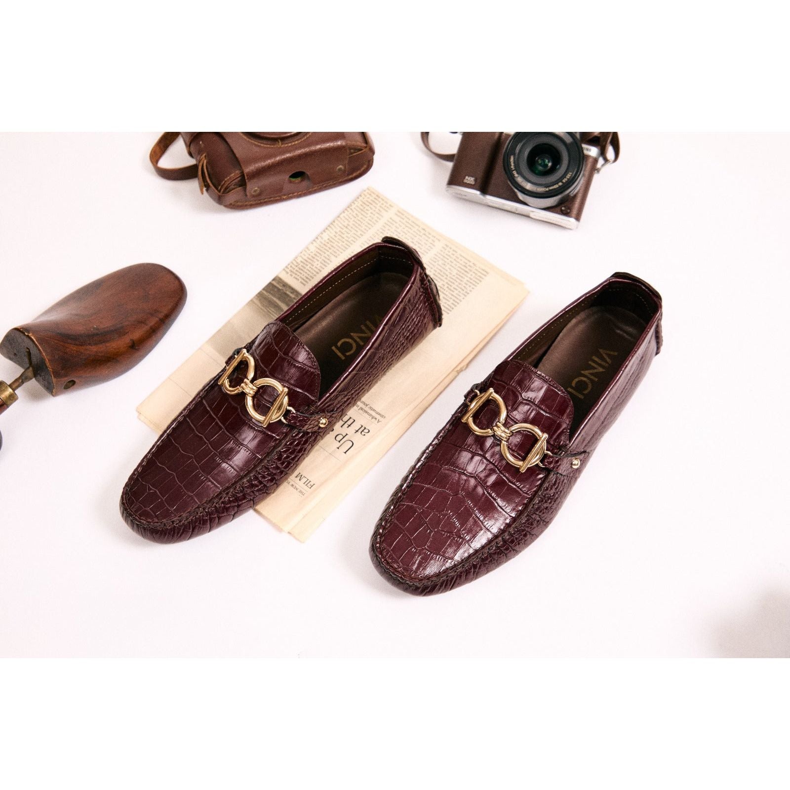 The Pisa Burgundy Leather Bit Drive Loafer Men Shoe