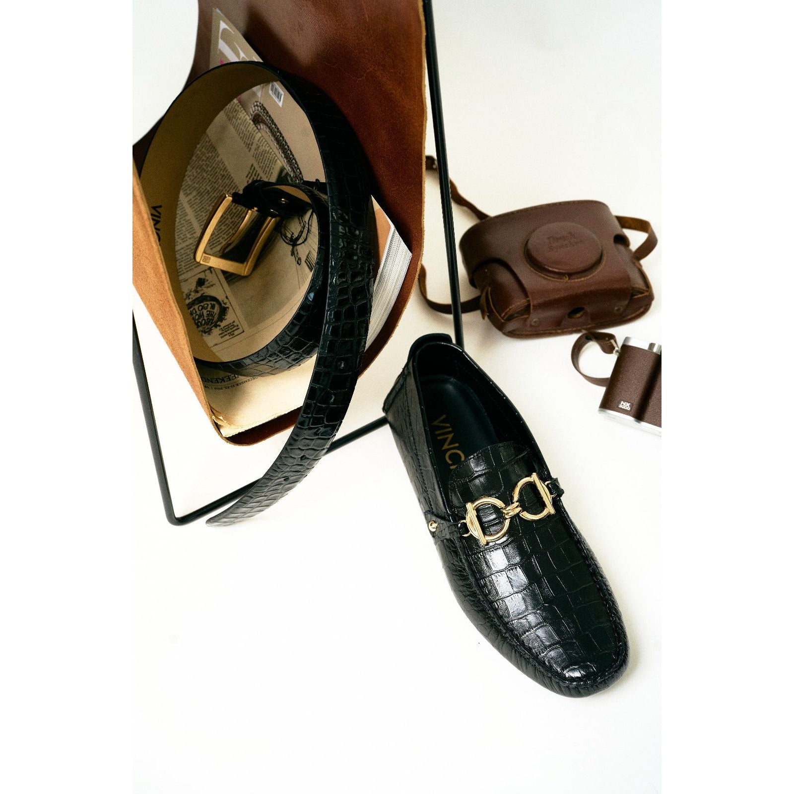 The Pisa Black Leather Bit Drive Loafer Men Shoe