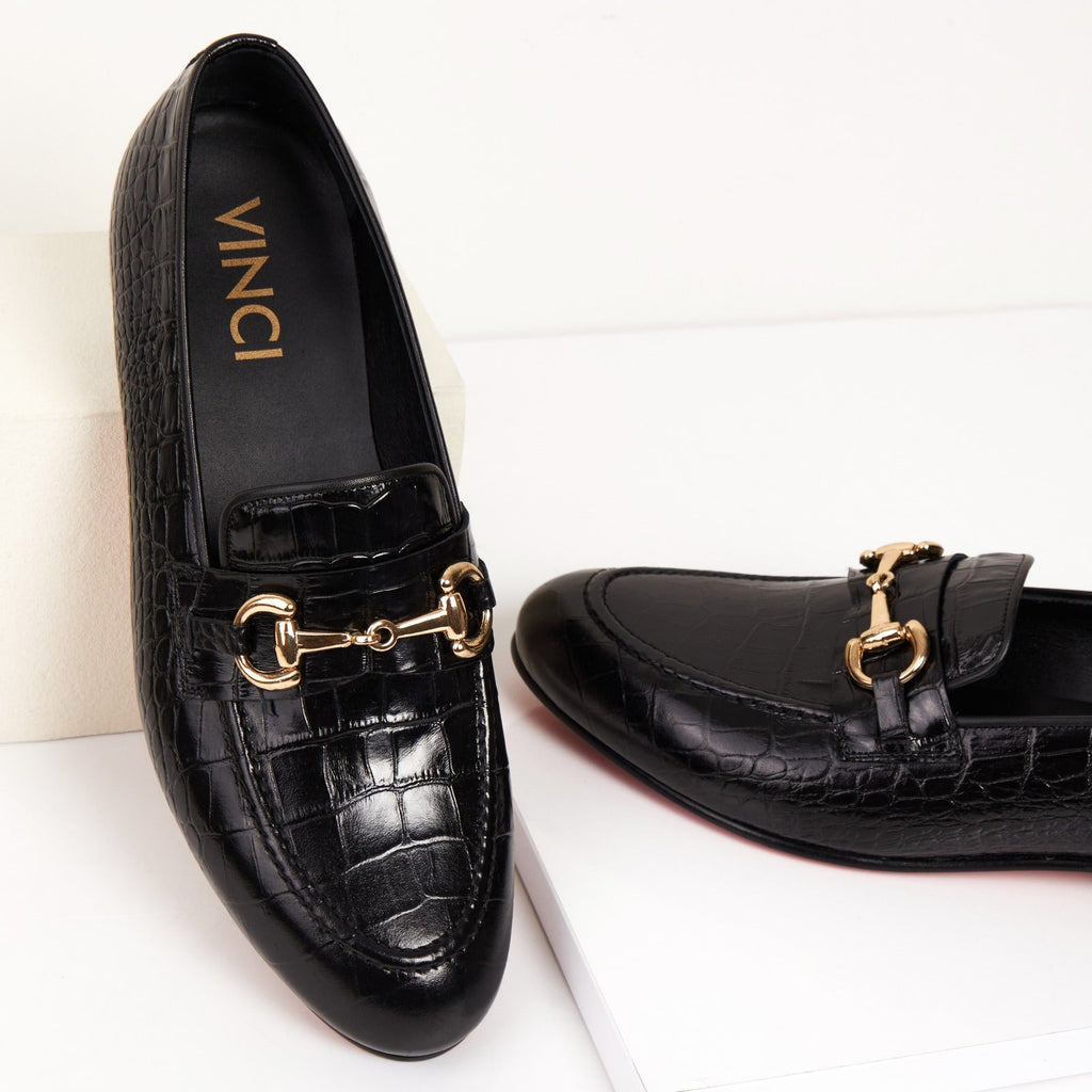 Vinci The Monaco Black Leather Men Shoe Bit Loafer