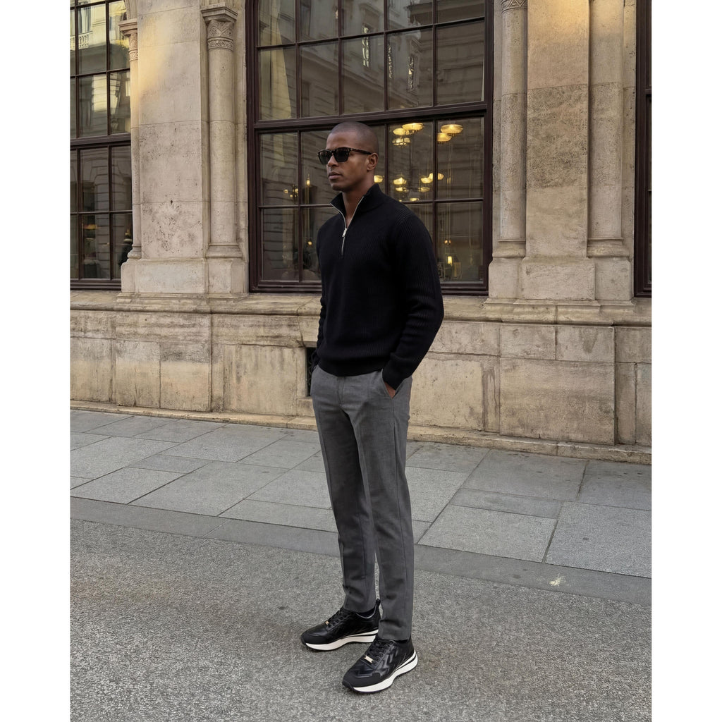 Vinci The Veneto Black Leather Men Sneaker