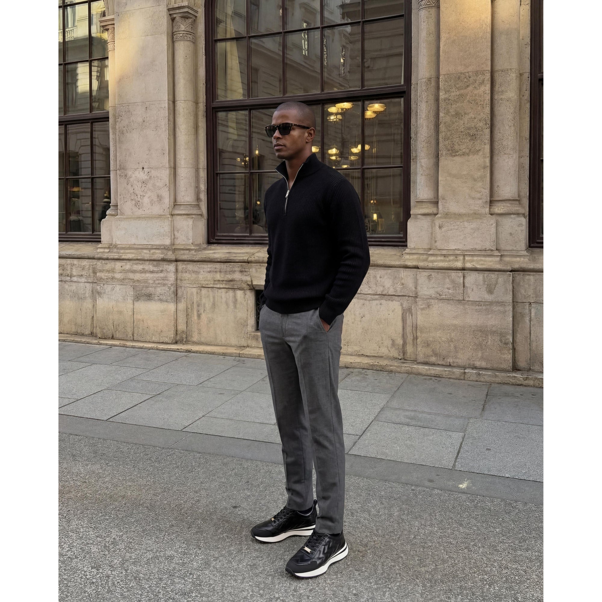 Vinci The Veneto Black Leather Men Sneaker