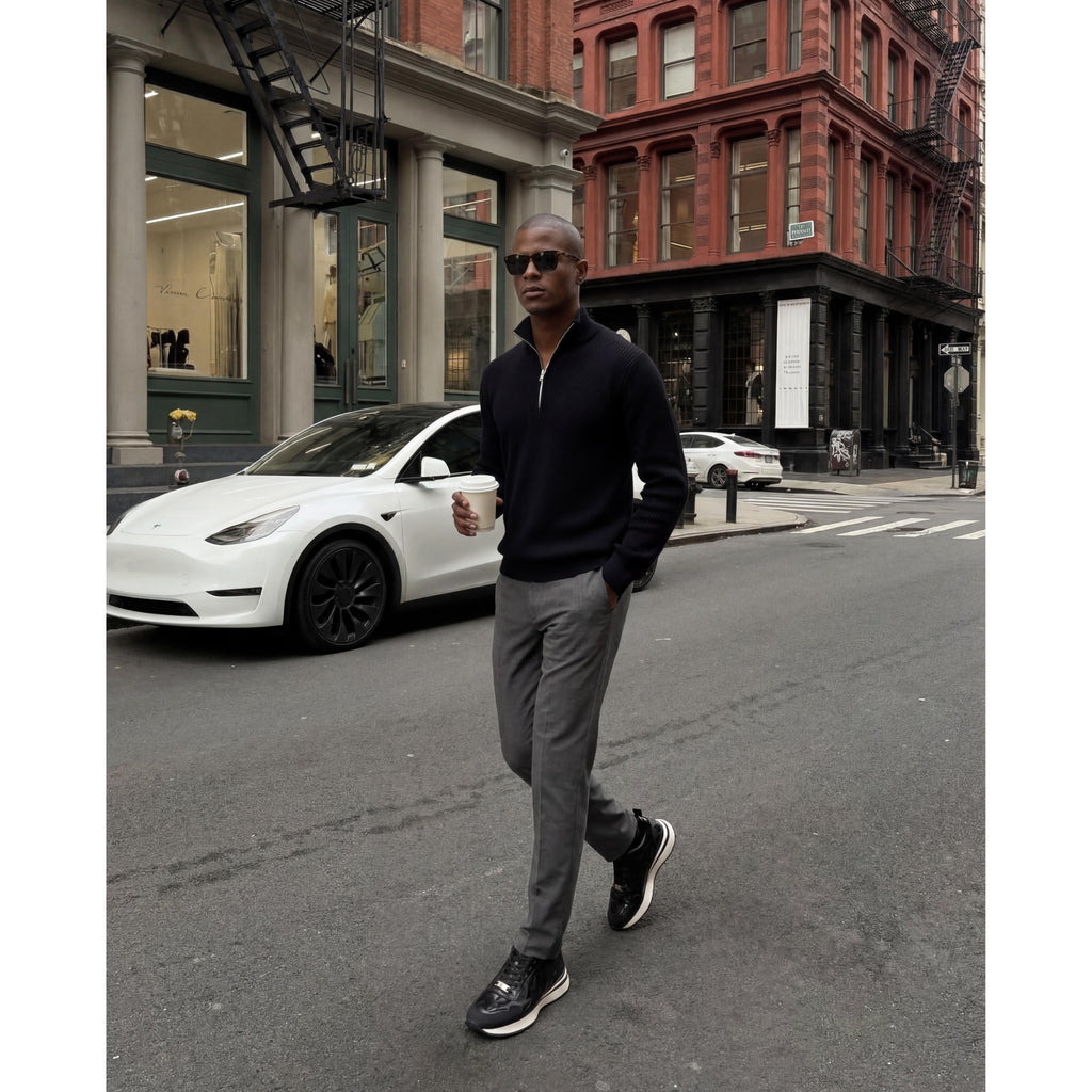 Vinci The Veneto Black Leather Men Sneaker
