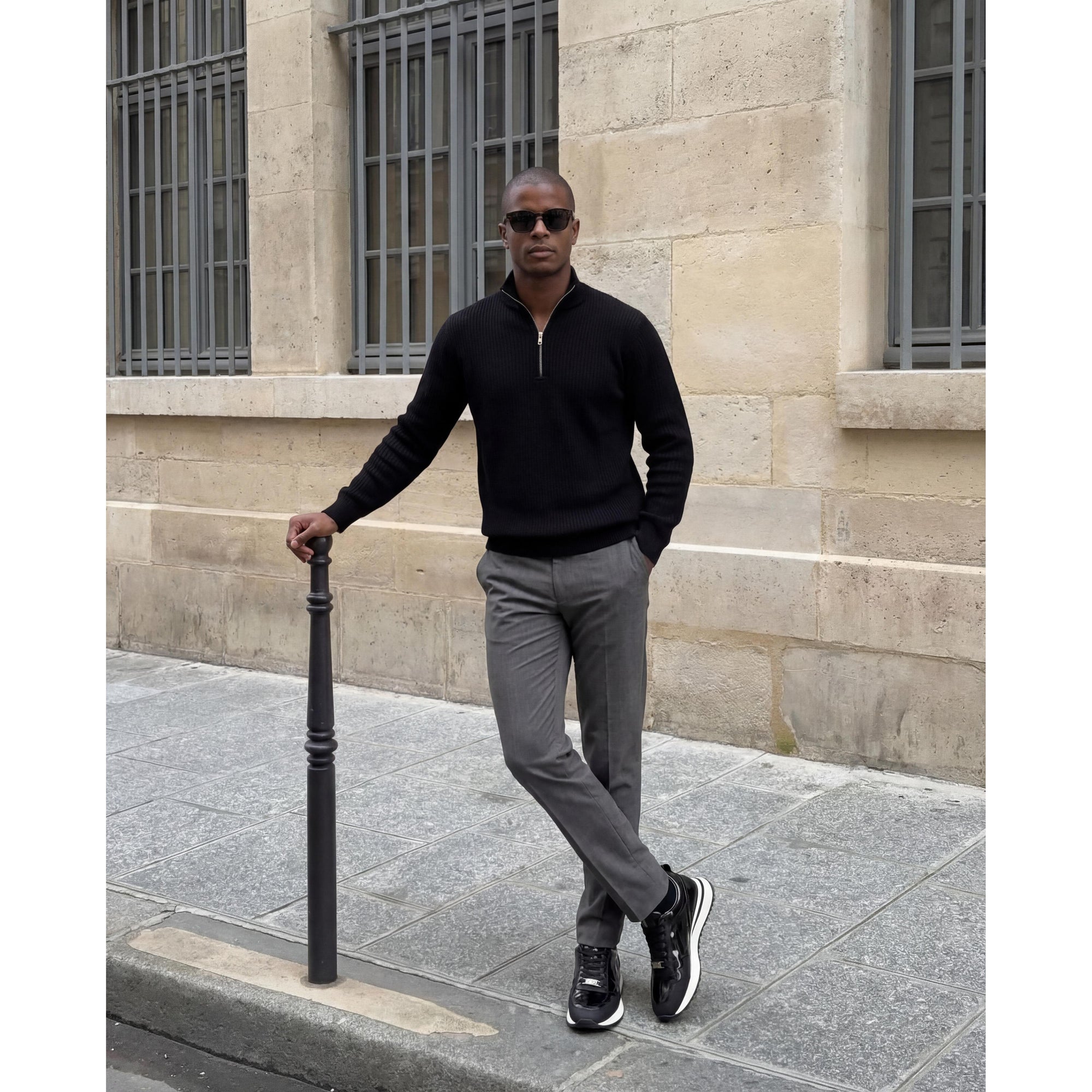 Vinci The Veneto Black Leather Men Sneaker