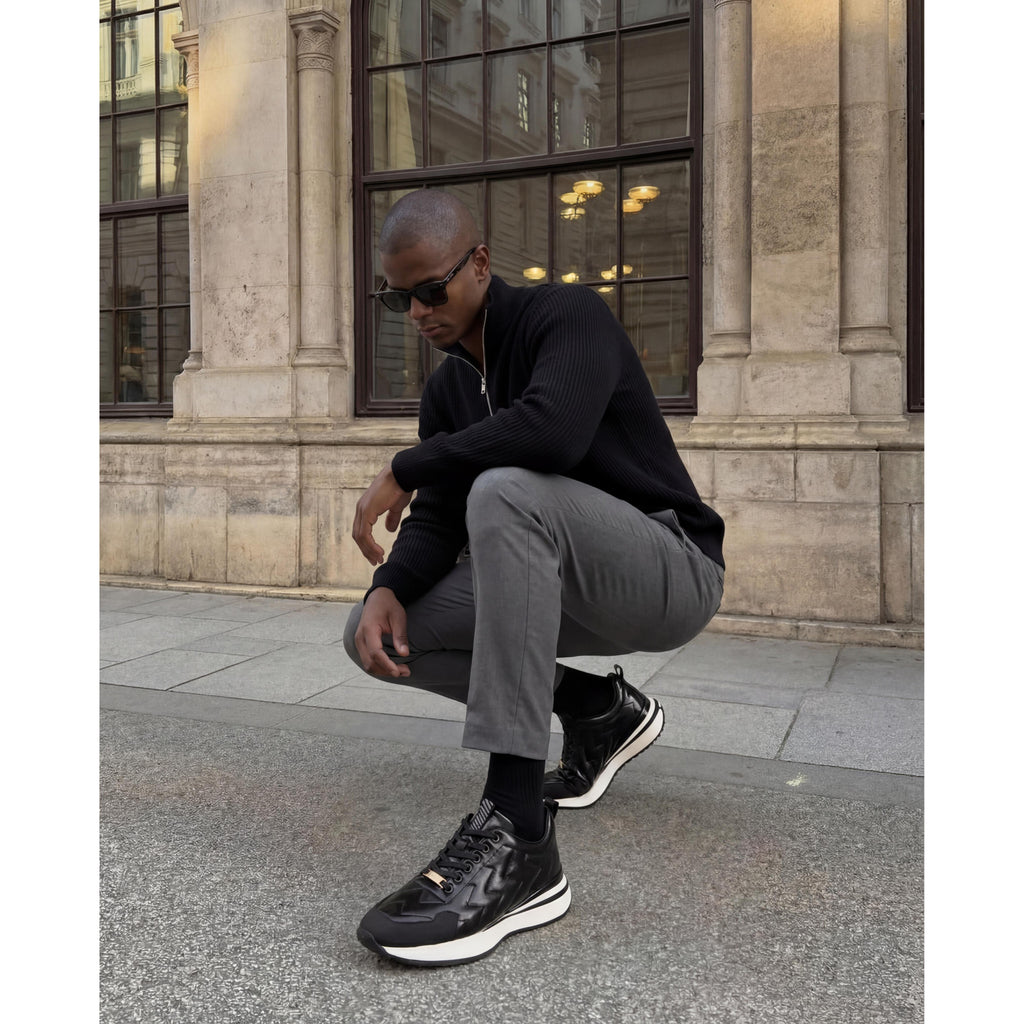 Vinci The Veneto Black Leather Men Sneaker