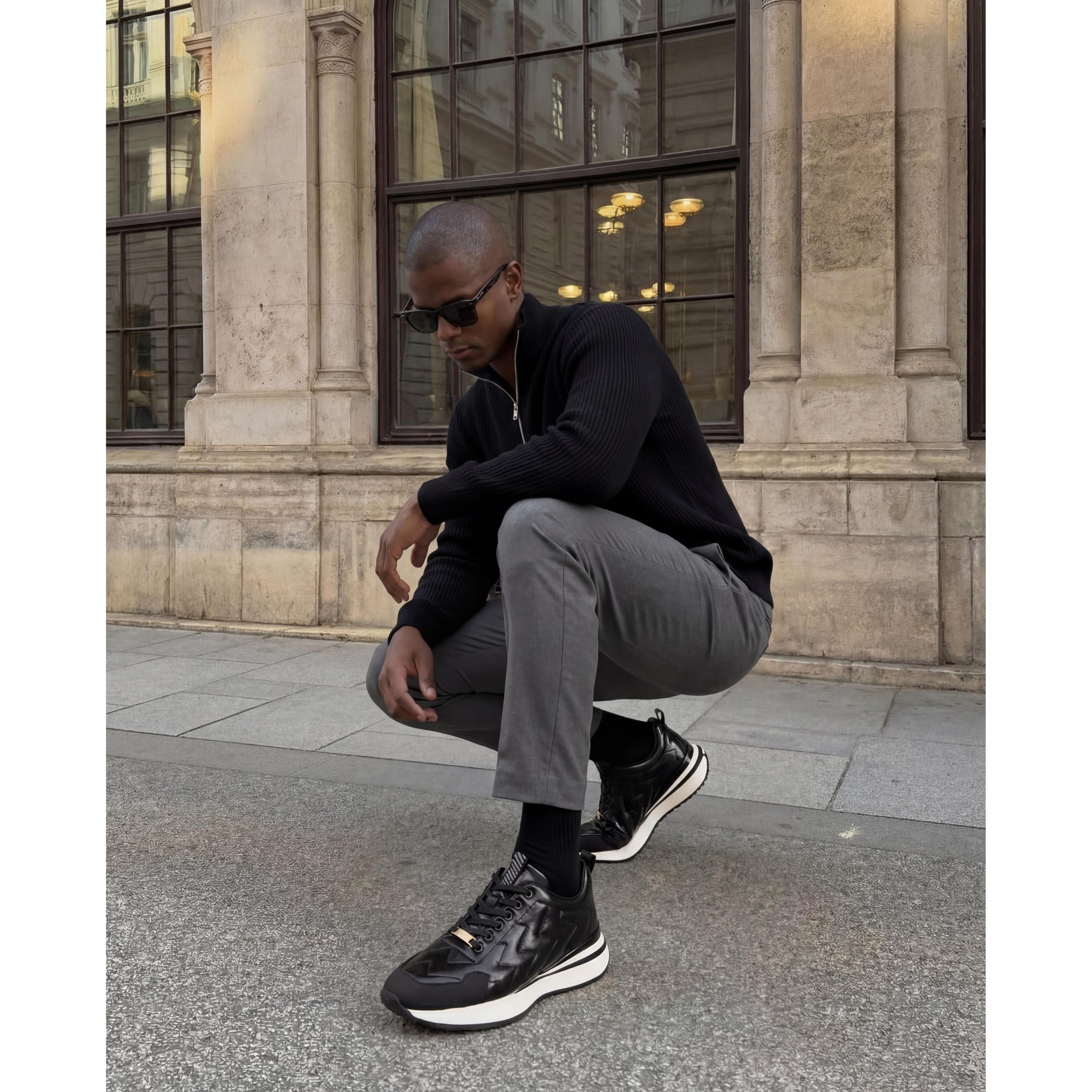 Vinci The Veneto Black Leather Men Sneaker
