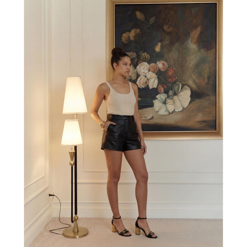 The Avlonya Block Heel Black Leather Ankle Strap Women Sandal