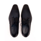 The Moon Navy Blue Leather Derby Men  Shoe