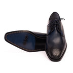 The Moon Navy Blue Leather Derby Men  Shoe