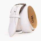The Lexington White Leather Belt