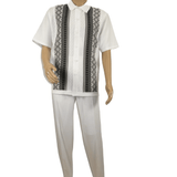 Men Silversilk 2pc Walking Leisure Matching Suit Italian Woven Knits 71003 White