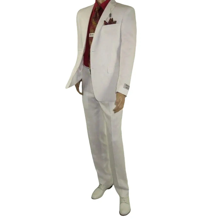 Adolfo Men's Linen Suit summer suit Breathable and comfortable C500 White - J.Valintin Men's Wear Legend - 8892