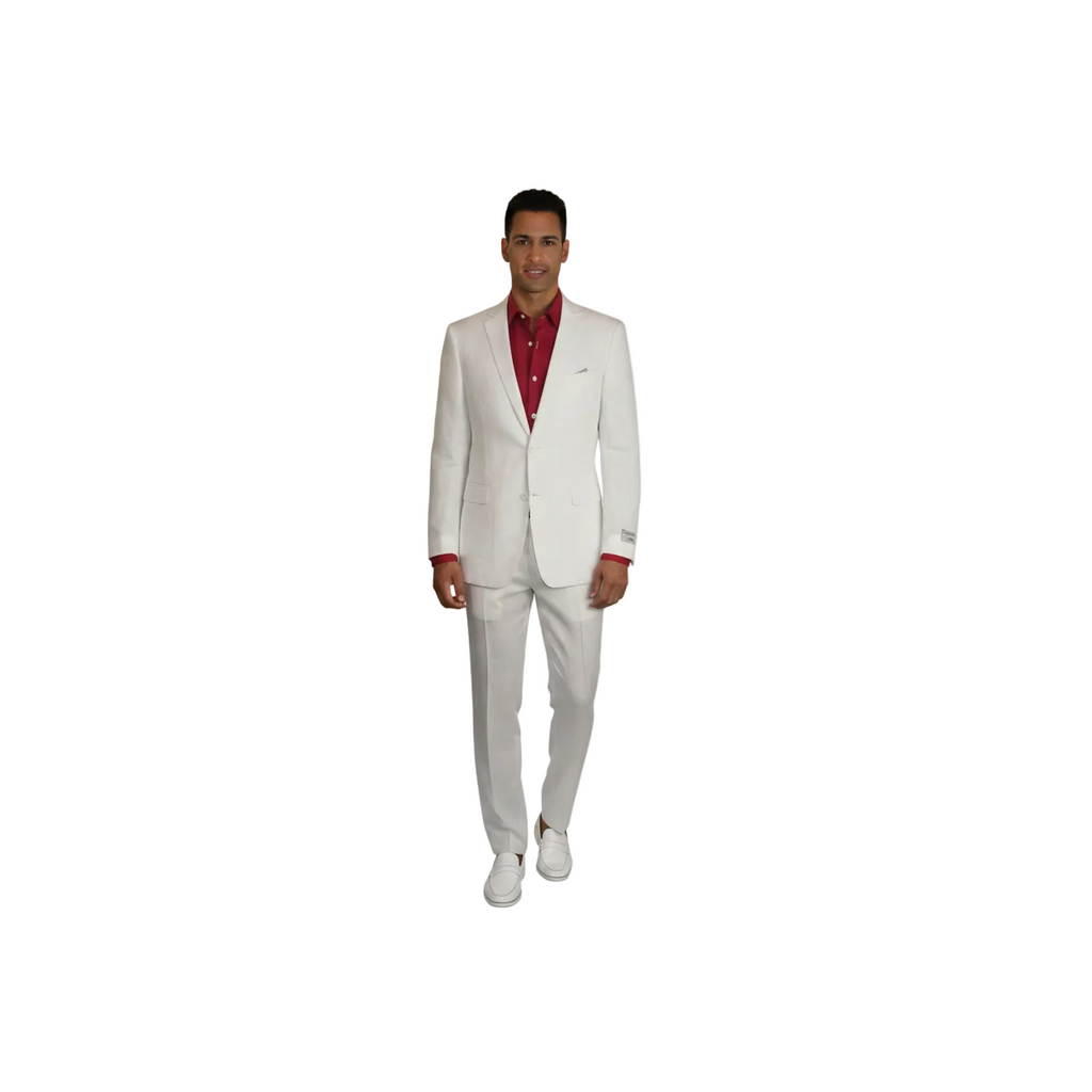 Adolfo Men's Linen Suit summer suit Breathable and comfortable C500 White