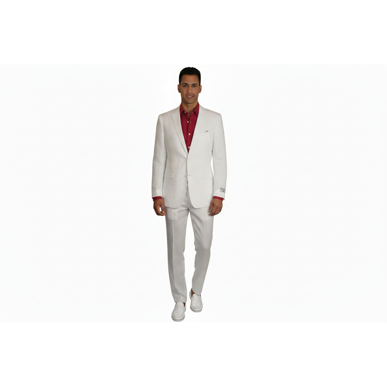 Adolfo Men's Linen Suit summer suit Breathable and comfortable C500 White