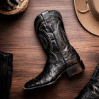 ALABAMA Genuine Ostrich Skin Cowboy Boot from the Western Collection Black