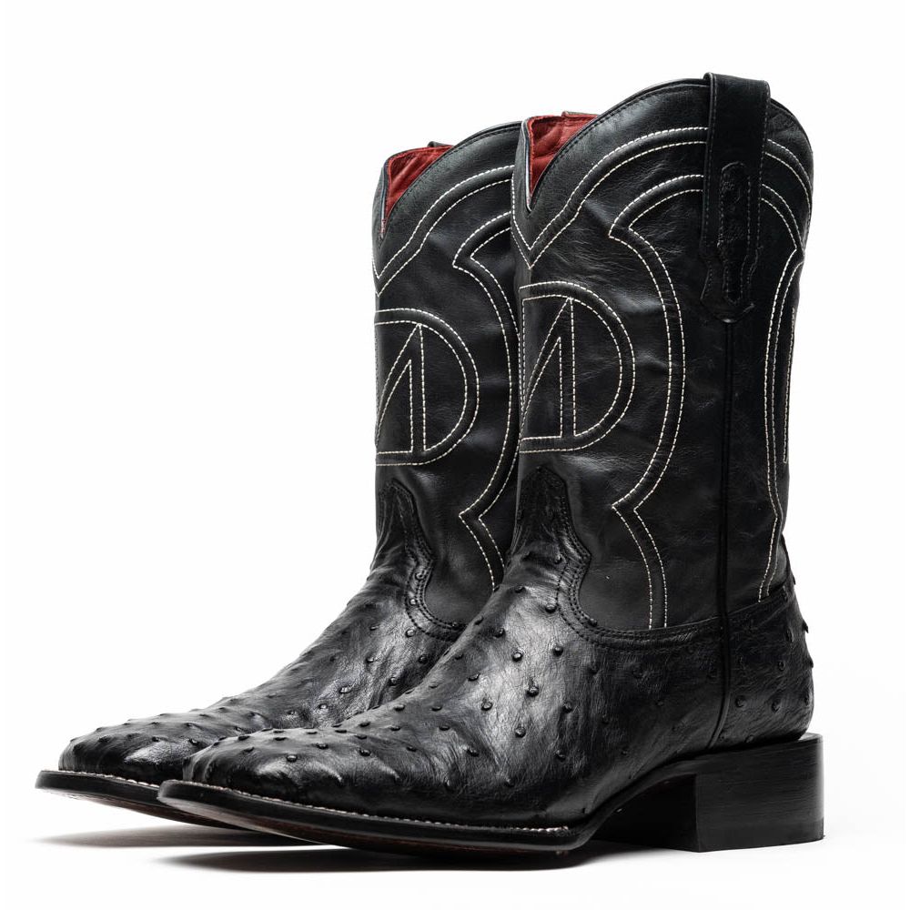 ALABAMA Genuine Ostrich Skin Cowboy Boot from the Western Collection Black