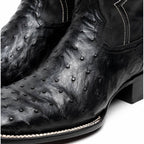 ALABAMA Genuine Ostrich Skin Cowboy Boot from the Western Collection Black