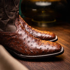 ALABAMA Genuine Ostrich Skin Cowboy Boot from the Western Collection Tabac
