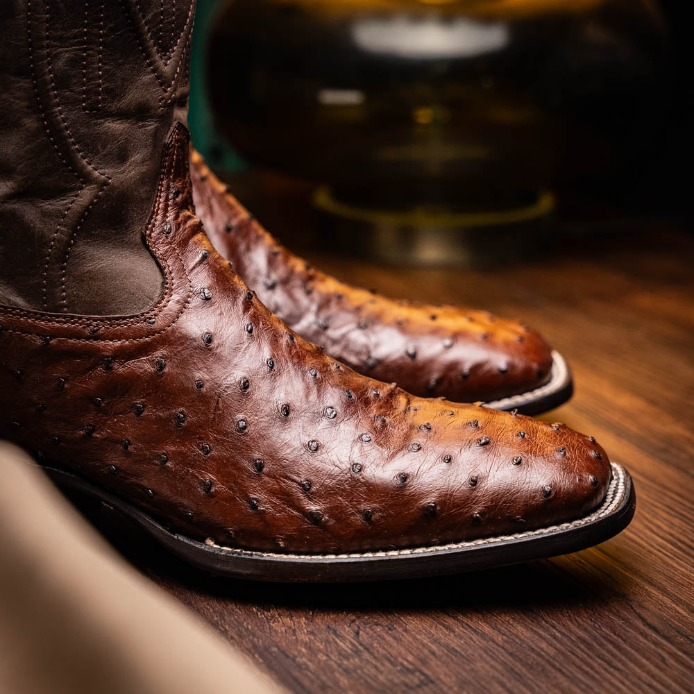 ALABAMA Genuine Ostrich Skin Cowboy Boot from the Western Collection Tabac