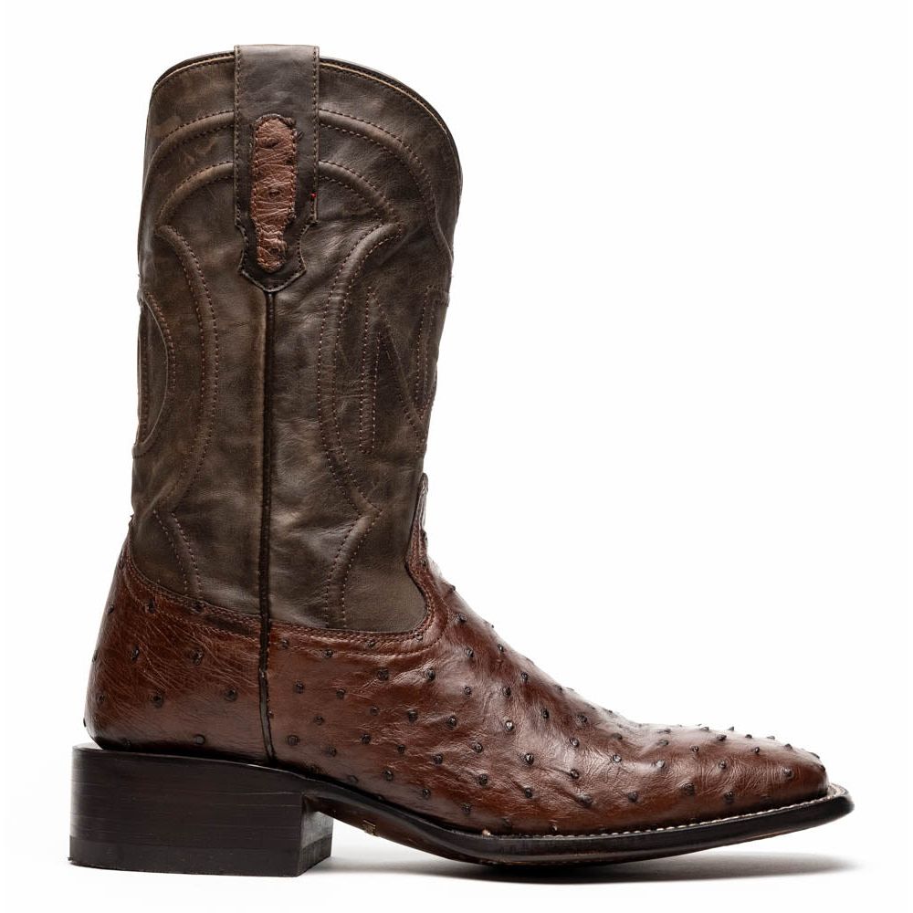 ALABAMA Genuine Ostrich Skin Cowboy Boot from the Western Collection Tabac