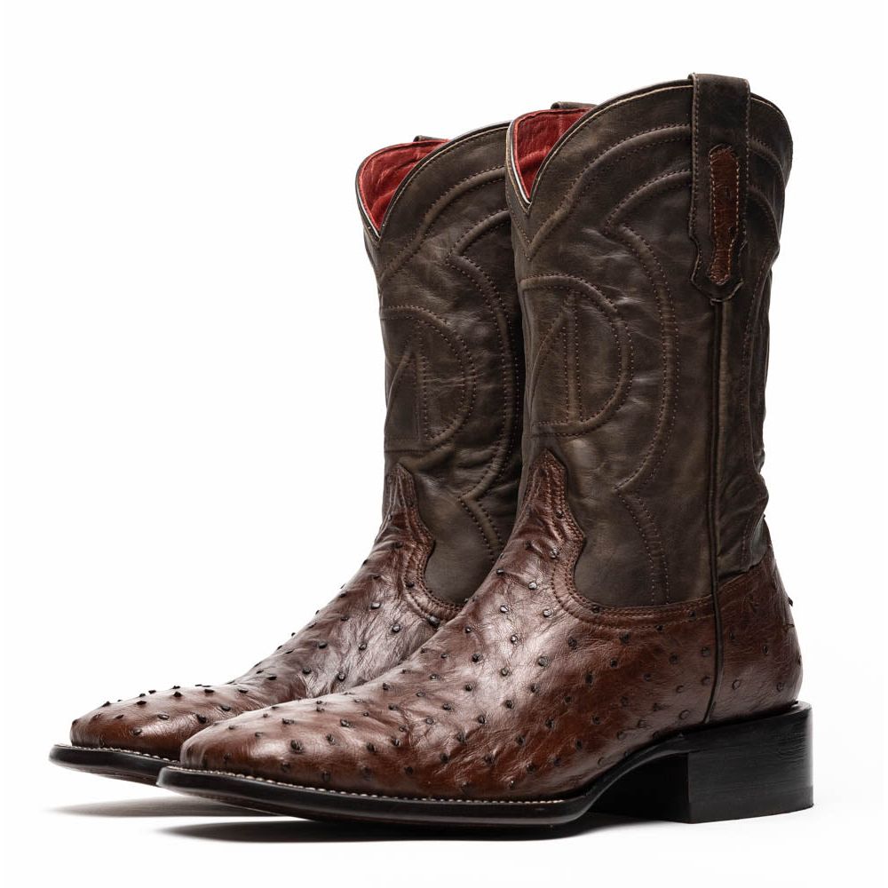 ALABAMA Genuine Ostrich Skin Cowboy Boot from the Western Collection Tabac