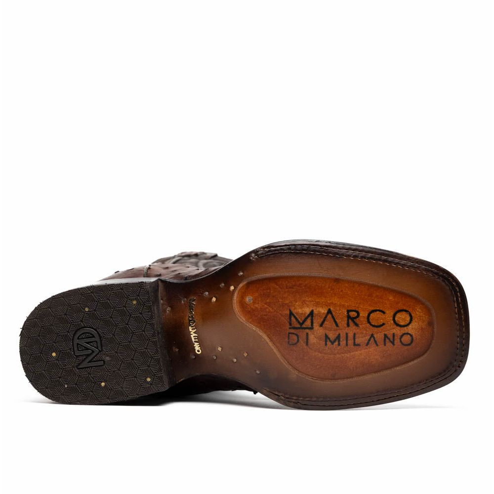 ALABAMA Genuine Ostrich Skin Cowboy Boot from the Western Collection Tabac