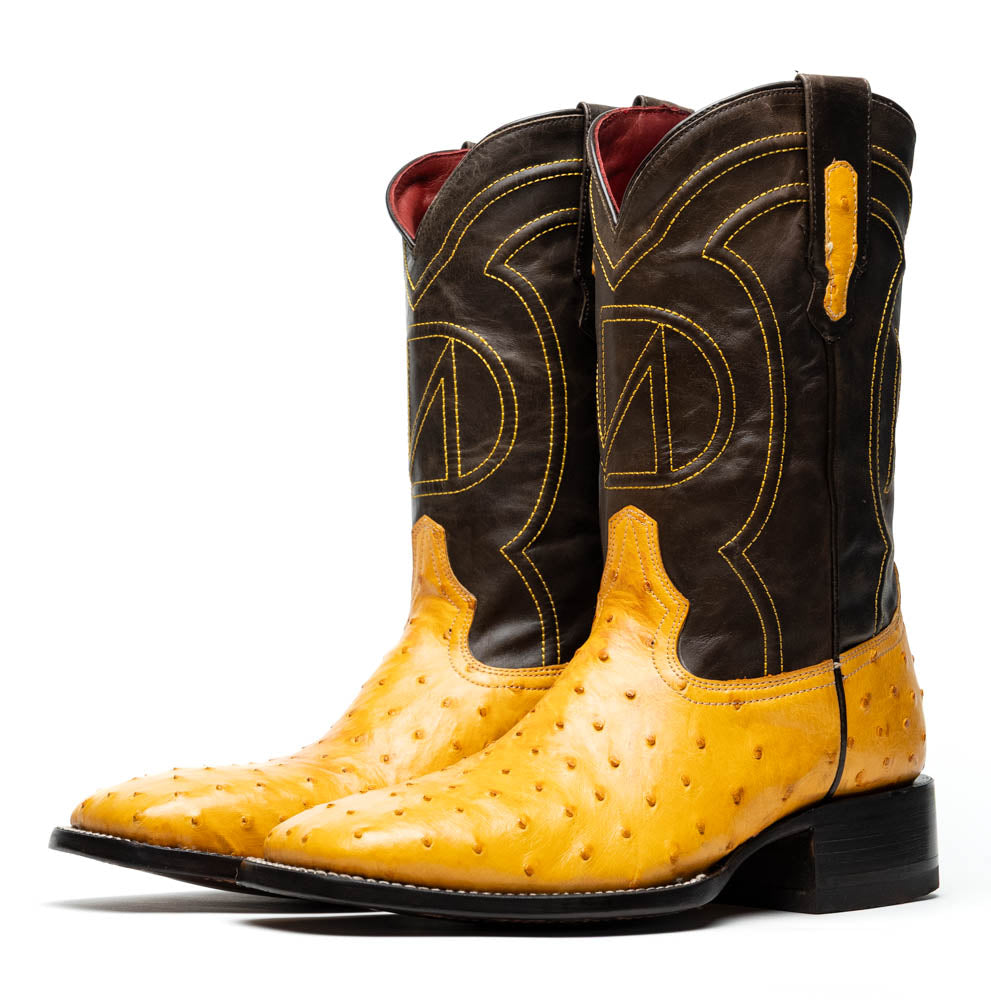 Marco Di Milano Genuine Ostrich Skin Cowboy Boot Alabama Buttercup