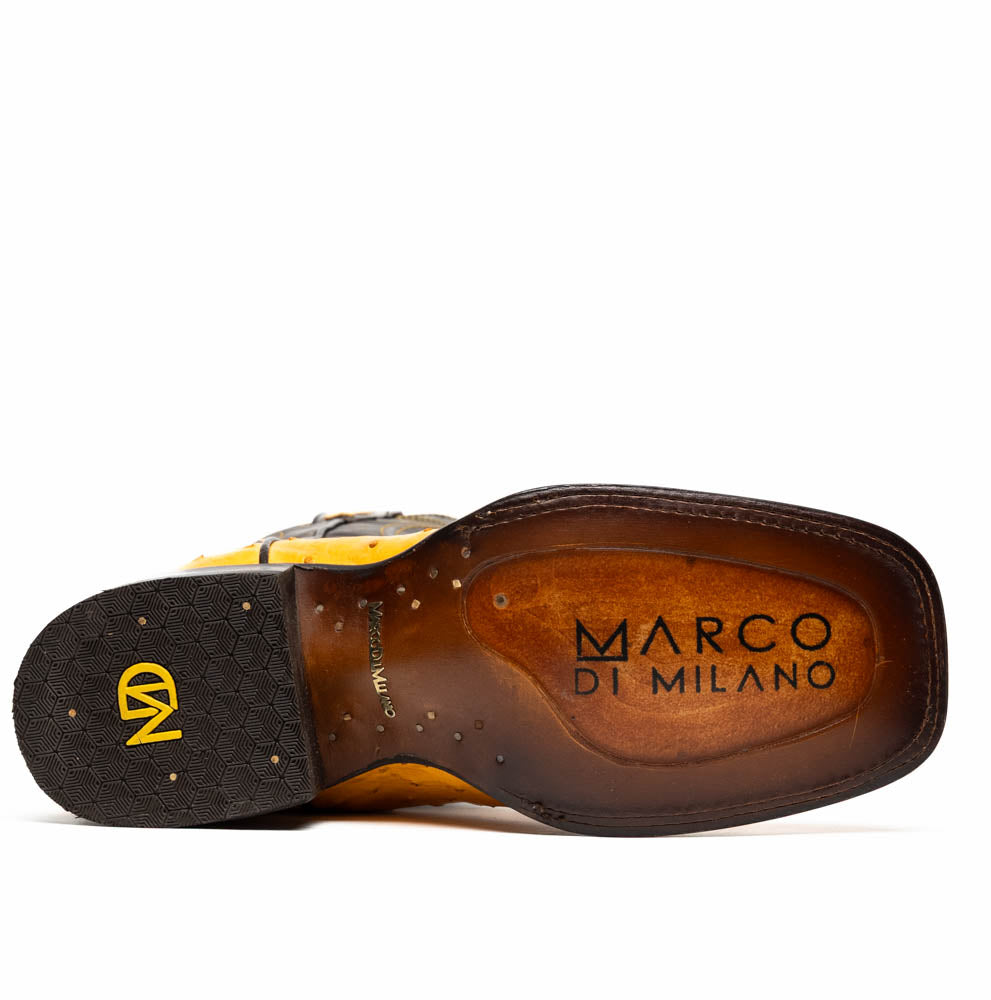 Marco Di Milano Genuine Ostrich Skin Cowboy Boot Alabama Buttercup