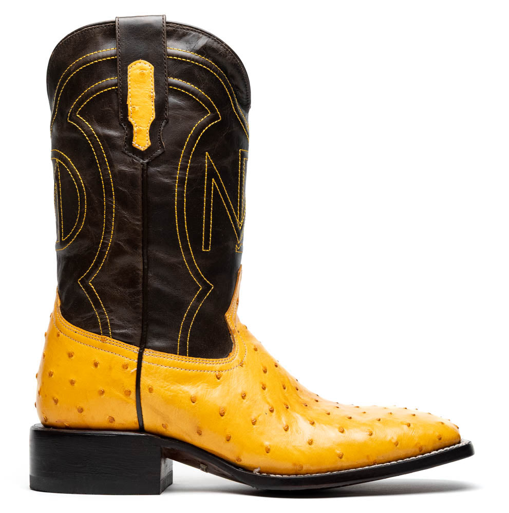 Marco Di Milano Genuine Ostrich Skin Cowboy Boot Alabama Buttercup