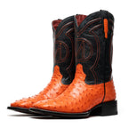 ALABAMA Genuine Ostrich Skin Cowboy Boot from the Western Collection Orange