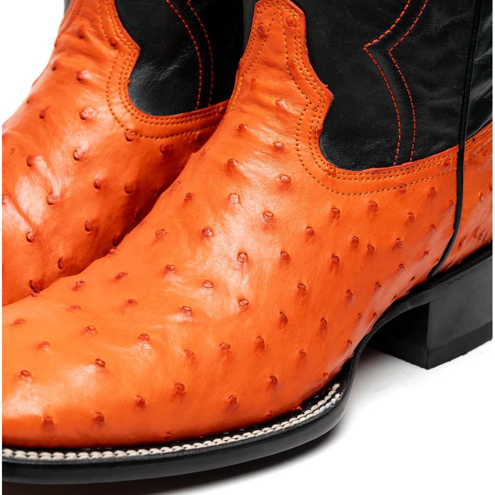 ALABAMA Genuine Ostrich Skin Cowboy Boot from the Western Collection Orange