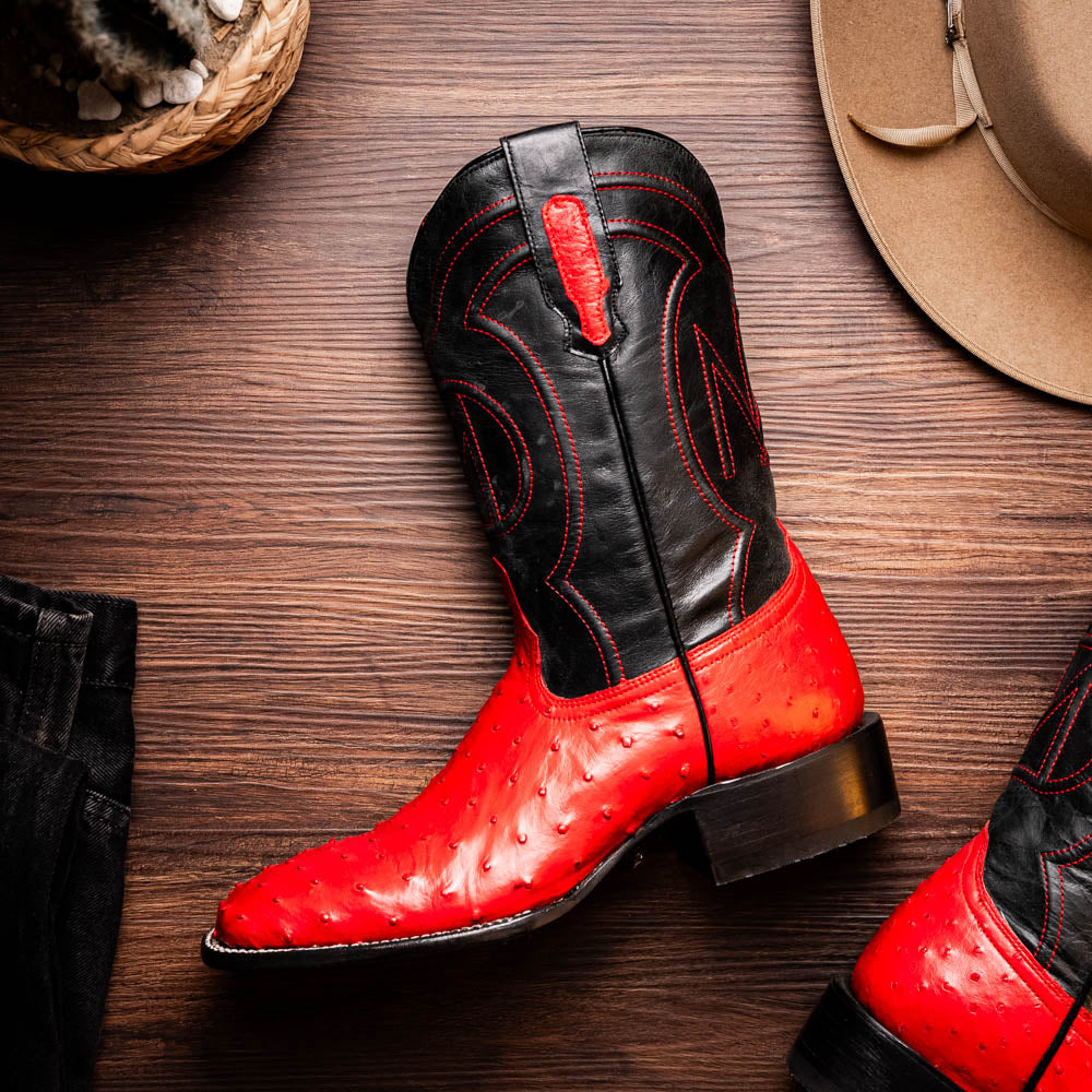 ALABAMA Genuine Ostrich Skin Cowboy Boot from the Western Collection Red