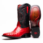 ALABAMA Genuine Ostrich Skin Cowboy Boot from the Western Collection Red