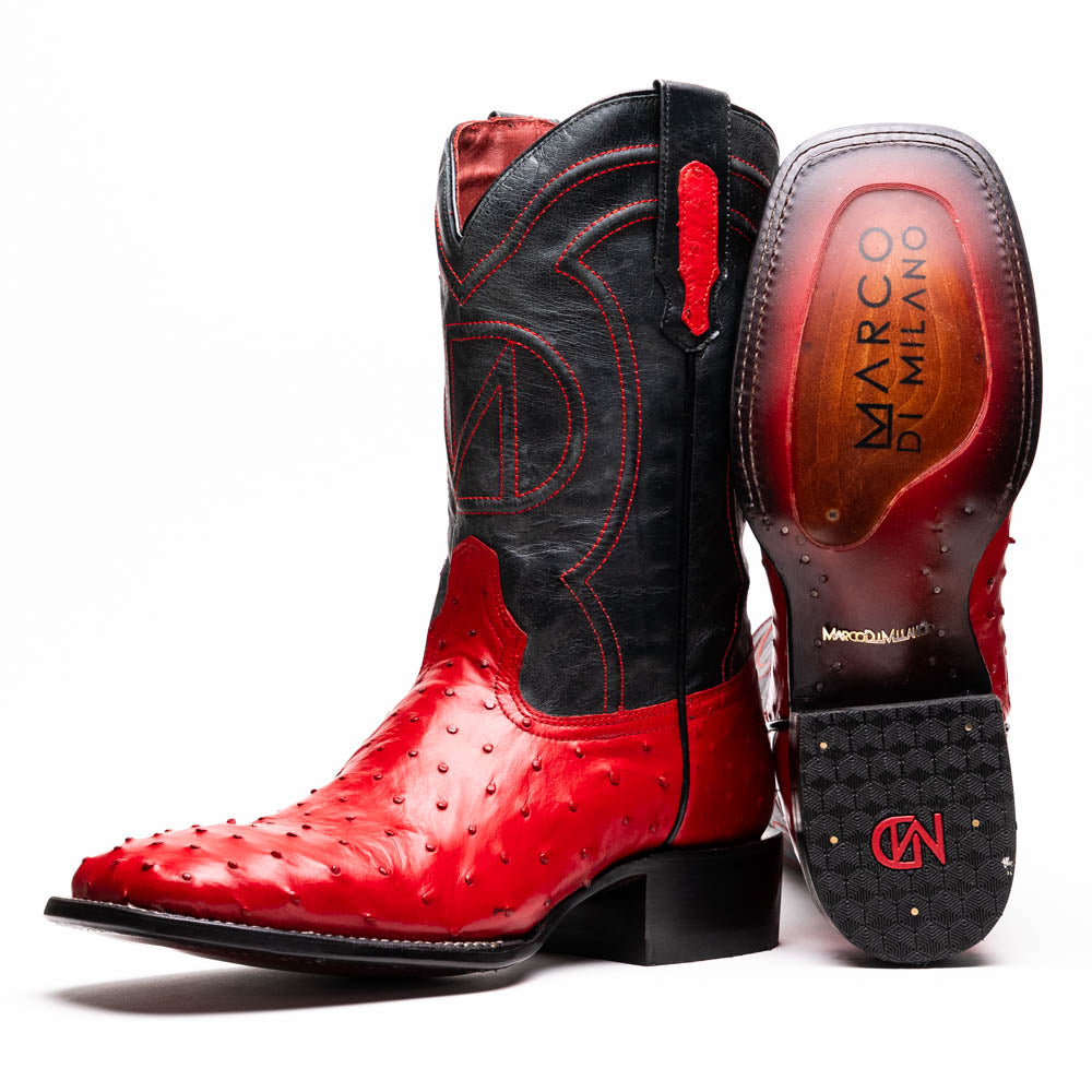 ALABAMA Genuine Ostrich Skin Cowboy Boot from the Western Collection Red