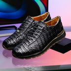 Alonzo Genuine Caiman Crocodile Fashion Sneaker Black