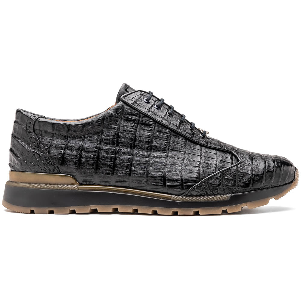 Alonzo Genuine Caiman Crocodile Fashion Sneaker Black