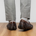 Alba Kango Slip On Classic Shoes Crocodile  Skin Tabac