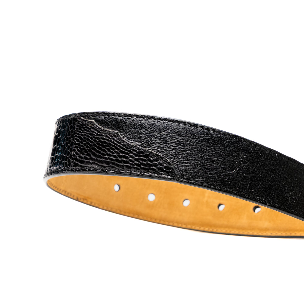 Alessio Genuine Ostrich Leg Exotic Belt Black