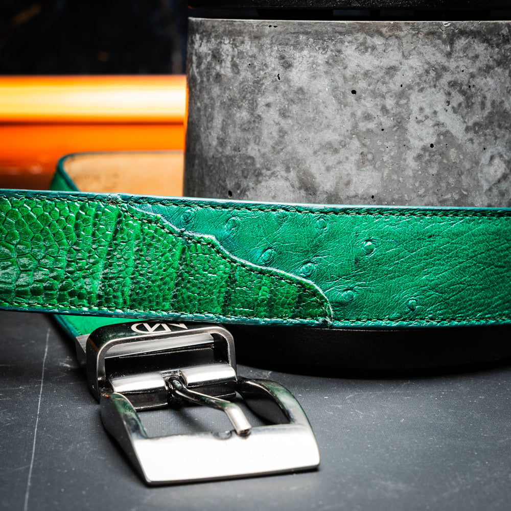 Marco Di Milano Genuine Ostrich Ostrich Leg Exotic Belt Alessio Lemon Green