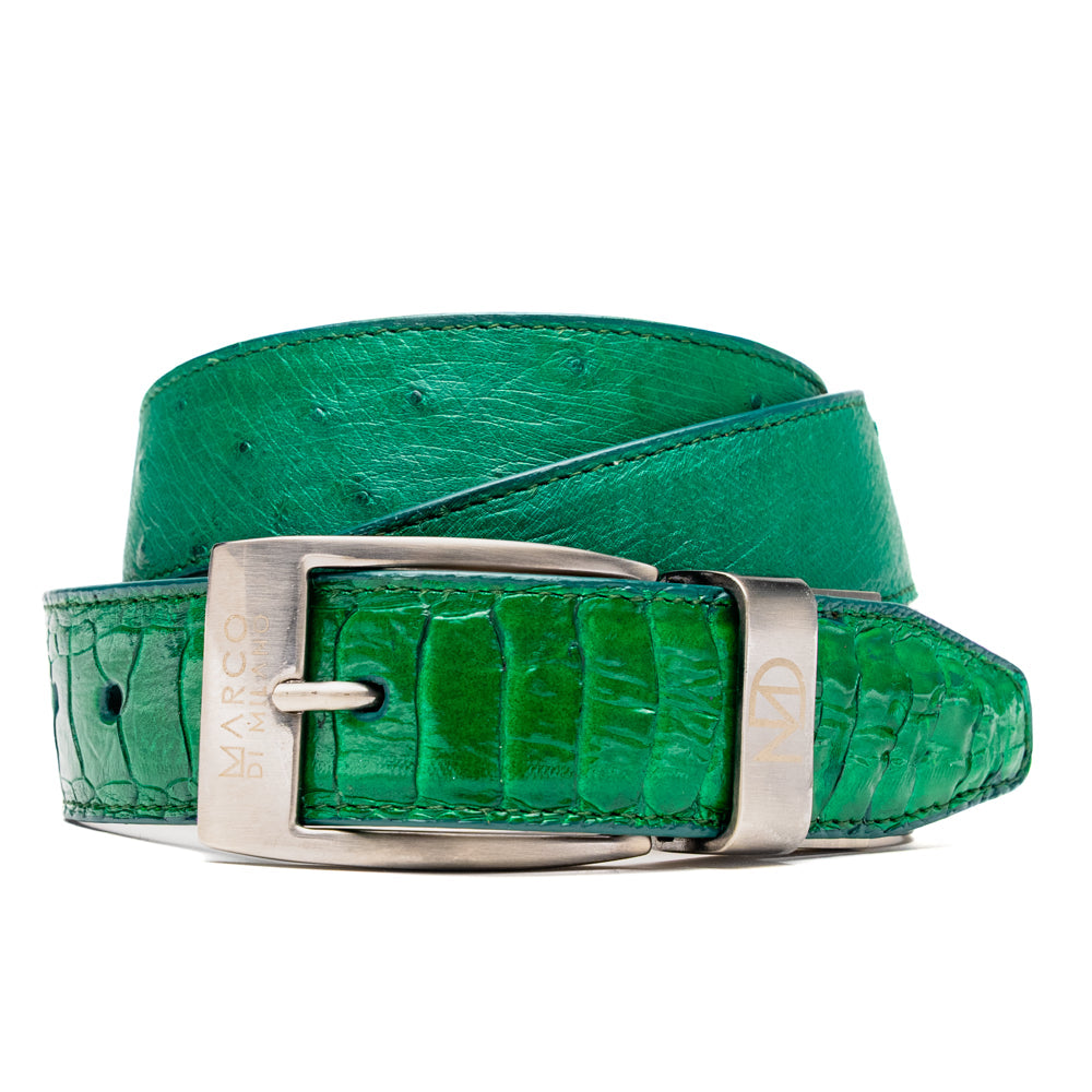 Marco Di Milano Genuine Ostrich Ostrich Leg Exotic Belt Alessio Lemon Green