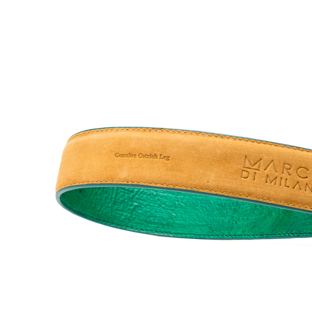 Marco Di Milano Genuine Ostrich Ostrich Leg Exotic Belt Alessio Lemon Green