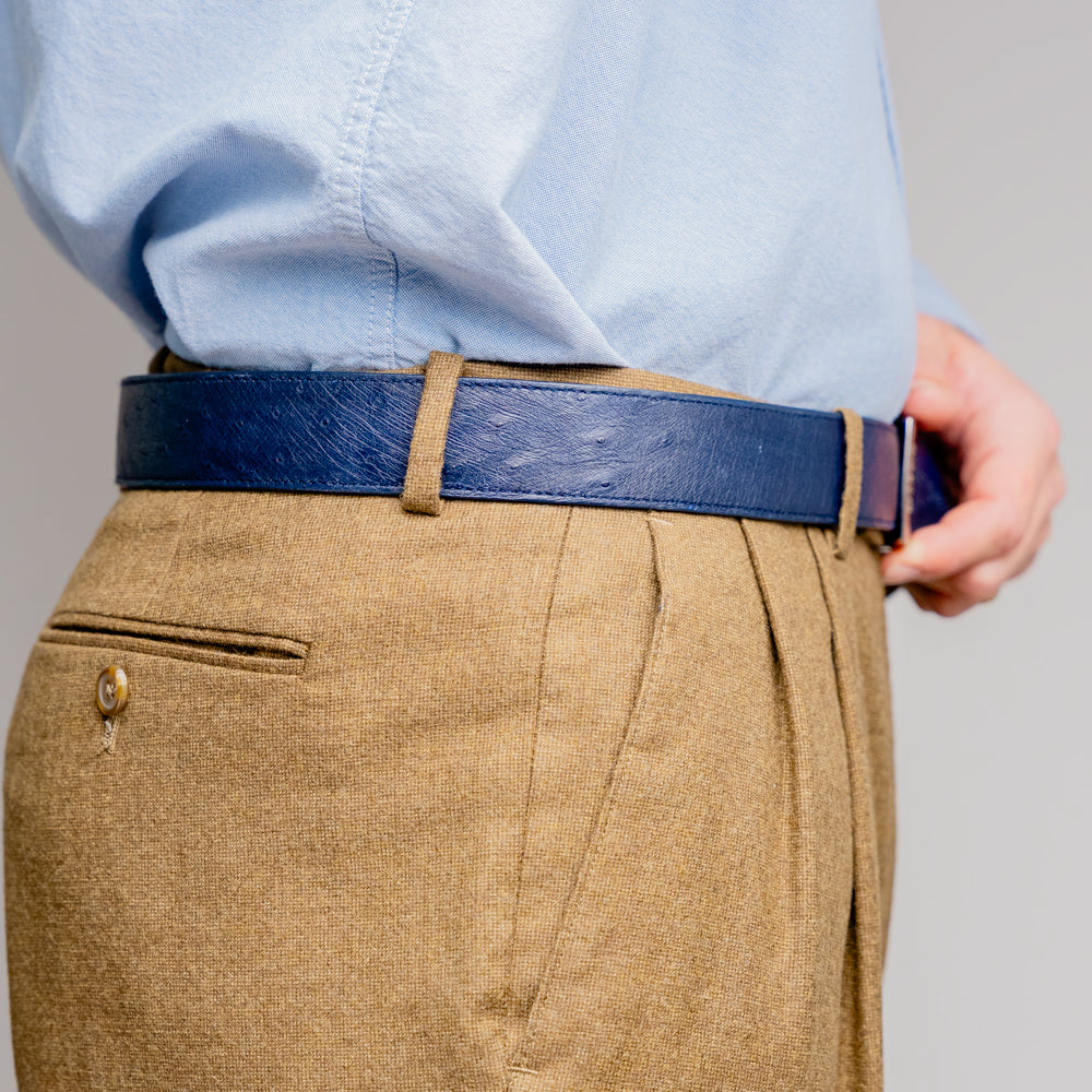 Alessio Genuine Ostrich Leg Exotic Belt Navy