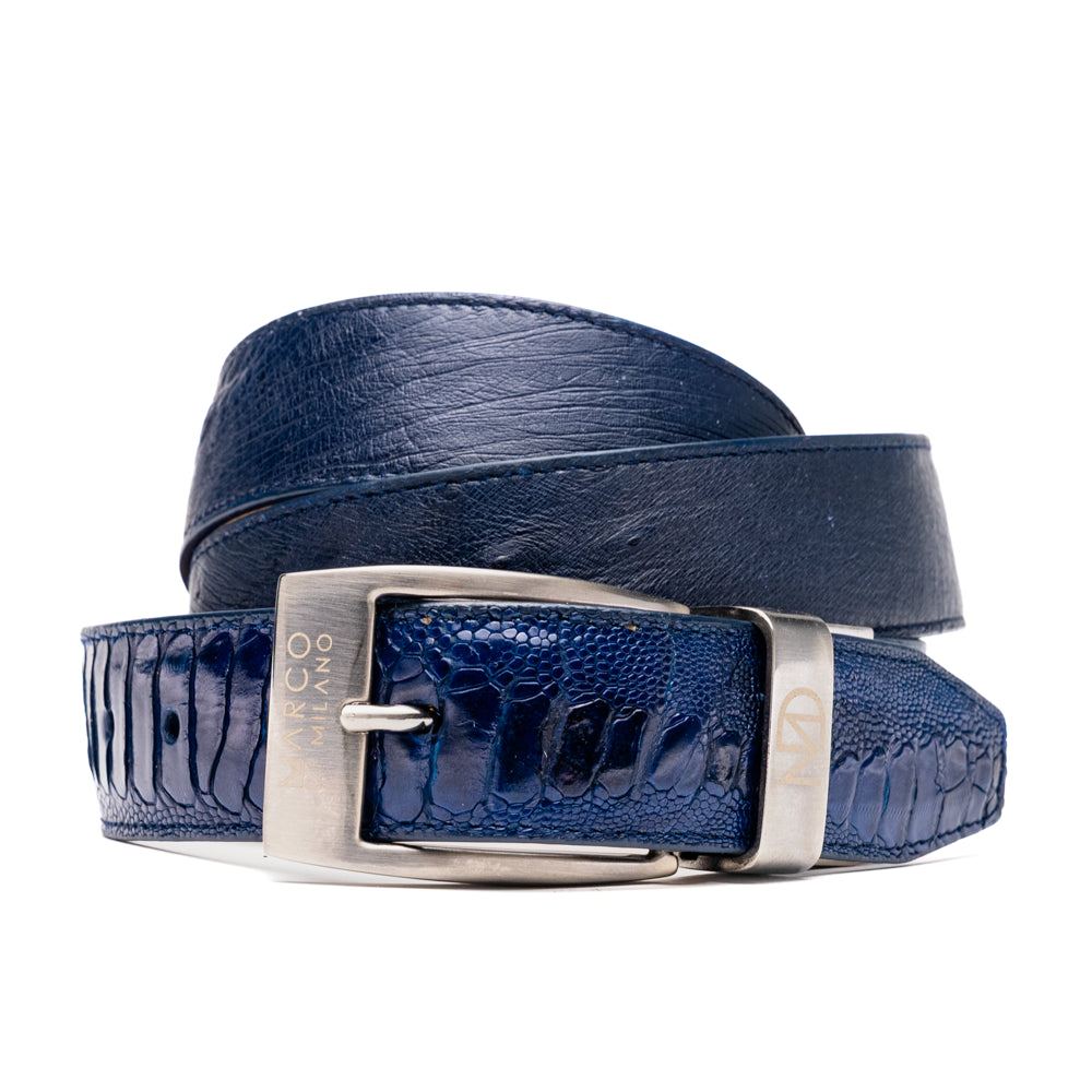 Alessio Genuine Ostrich Leg Exotic Belt Navy