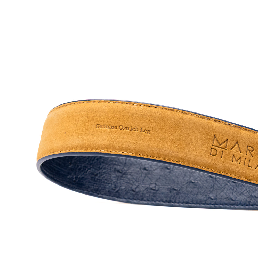 Alessio Genuine Ostrich Leg Exotic Belt Navy