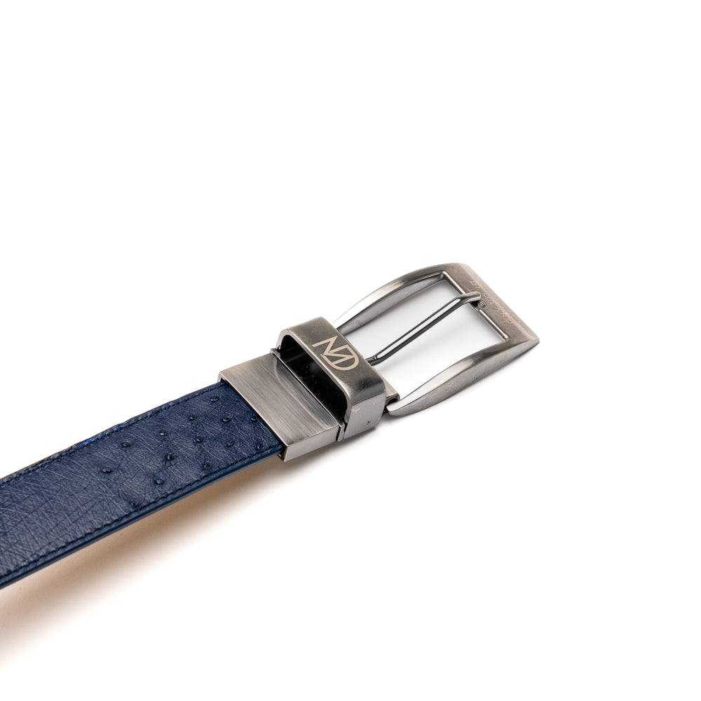 Alessio Genuine Ostrich Leg Exotic Belt Navy