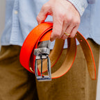 Alessio Genuine Ostrich Leg Exotic Belt Orange