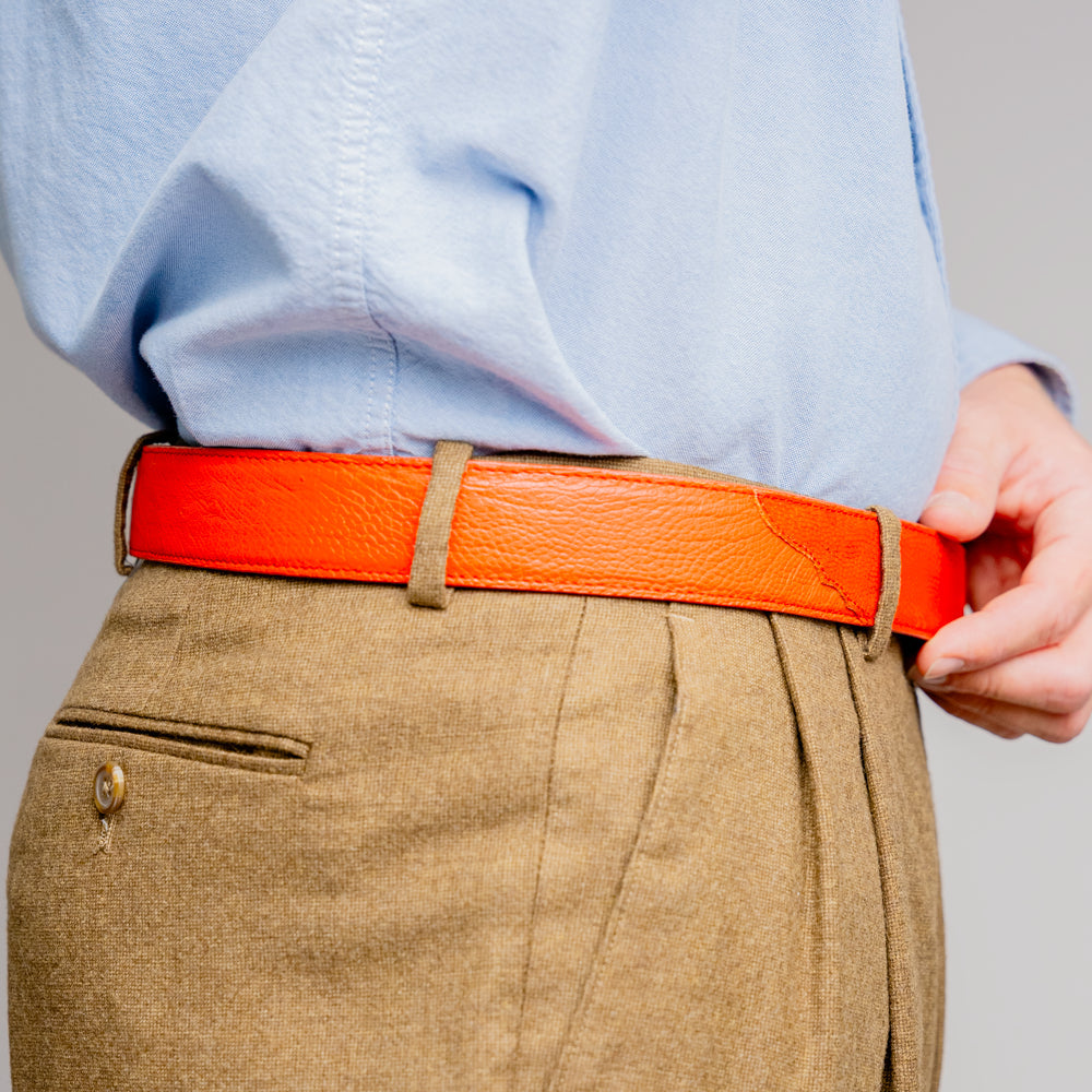 Alessio Genuine Ostrich Leg Exotic Belt Orange