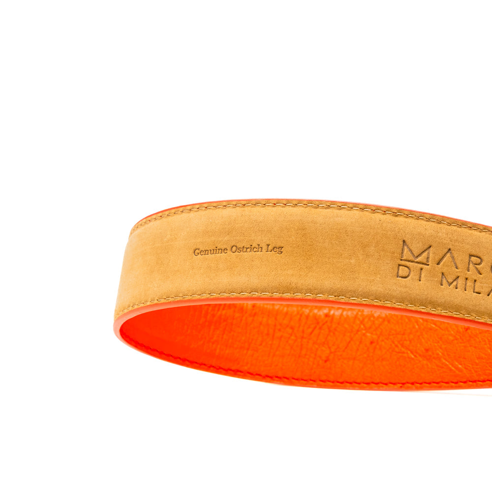 Alessio Genuine Ostrich Leg Exotic Belt Orange